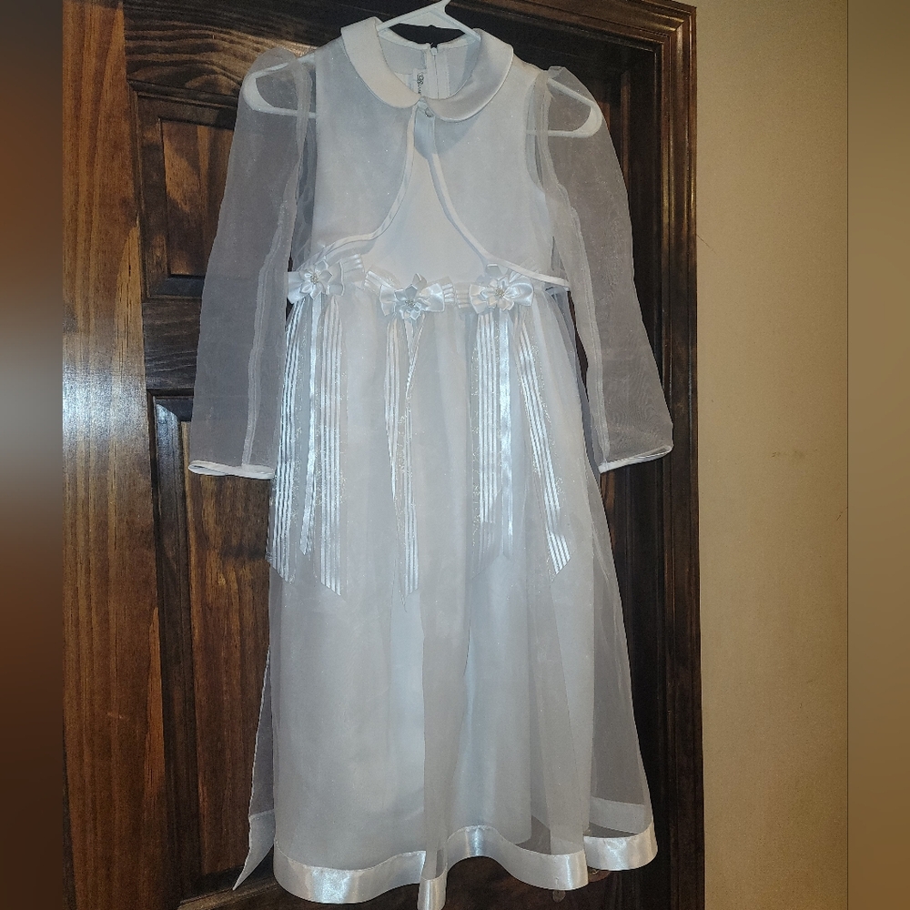Bonnie Jean Communion Confirmation floral wedding flower girl dress + jacket 7 8 - Picture 2 of 9